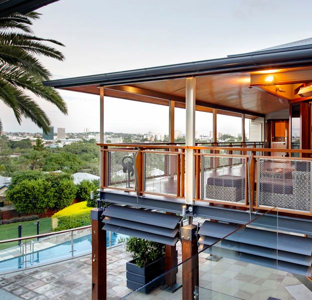 architecturally designed house in brisbane with deck and view
