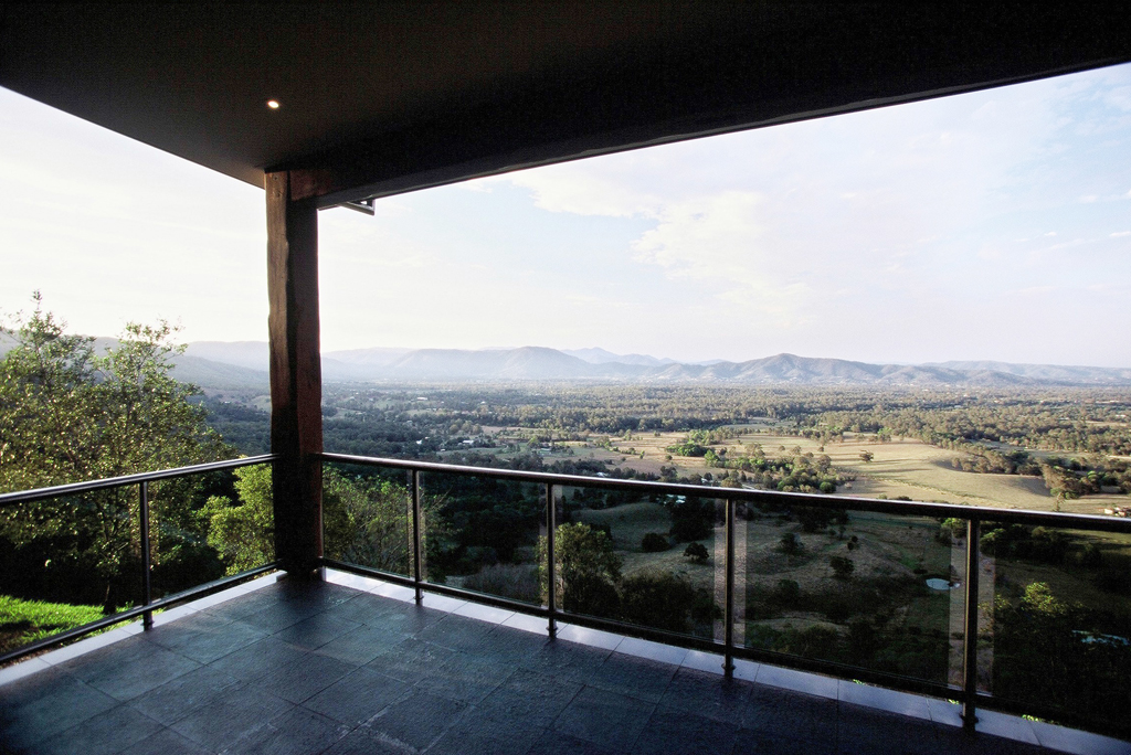 View from a balcony of the Mt. Nebo home showing the vast scenic rural landscape.